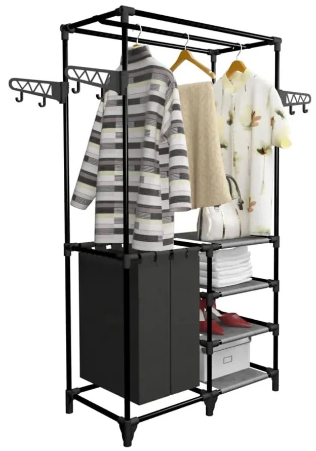 vidaXL Κρεμάστρα Δαπέδου Μαύρη 87x44x158 εκ. Ατσάλι/Ύφασμα Non-woven