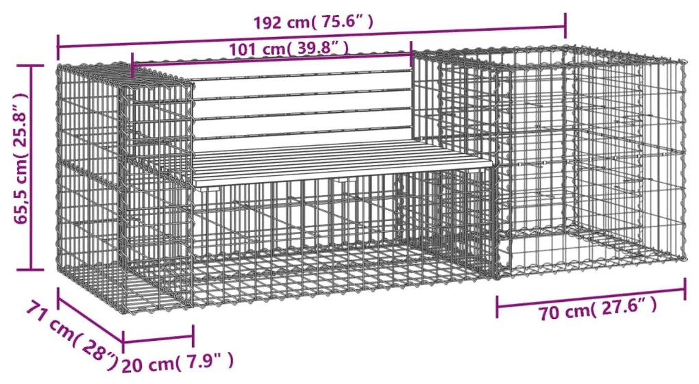 Πάγκος Κήπου με Συρματοκιβώτιο από Μασίφ Ξύλο Ψευδοτσούγκας - Καφέ