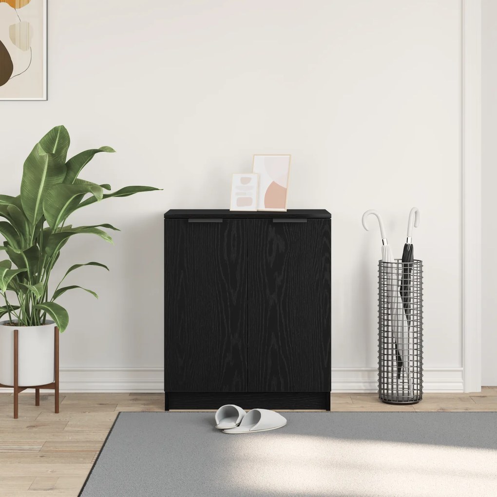 vidaXL Ντουλάπα Παπουτσιών Μαύρο Δρυς 59x35x70 εκ Επεξεργασμένο Ξύλο