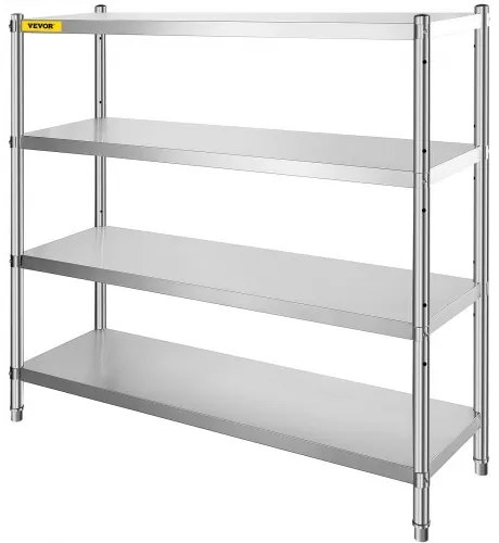 VEVOR Storage Shelf, 4-Tier Stainless Steel Shelving, Storage Shelving Unit, 70.9 x 17.7 x 59.1 Inch Heavy Duty Storage Rack Shelving, 1320 Lbs Total Capacity with Adjustable Height