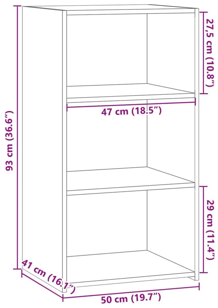 Ντουλάπι Γκρι Sonoma 50x41x93 εκ. από Επεξεργ. Ξύλο - Γκρι