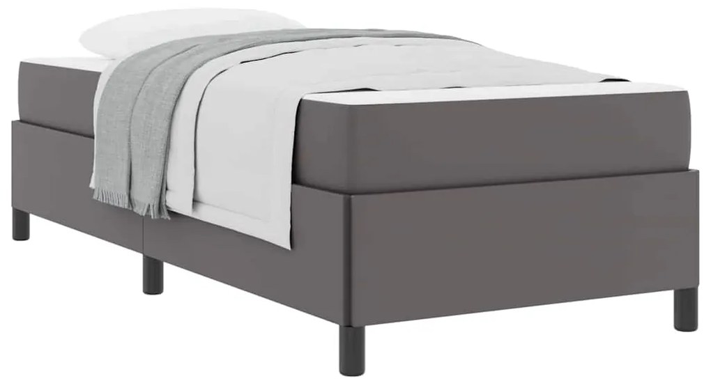 vidaXL Σκελετός κρεβατιού με στρώμα Γκρι 90 x 200 cm Τεχνητό δέρμα