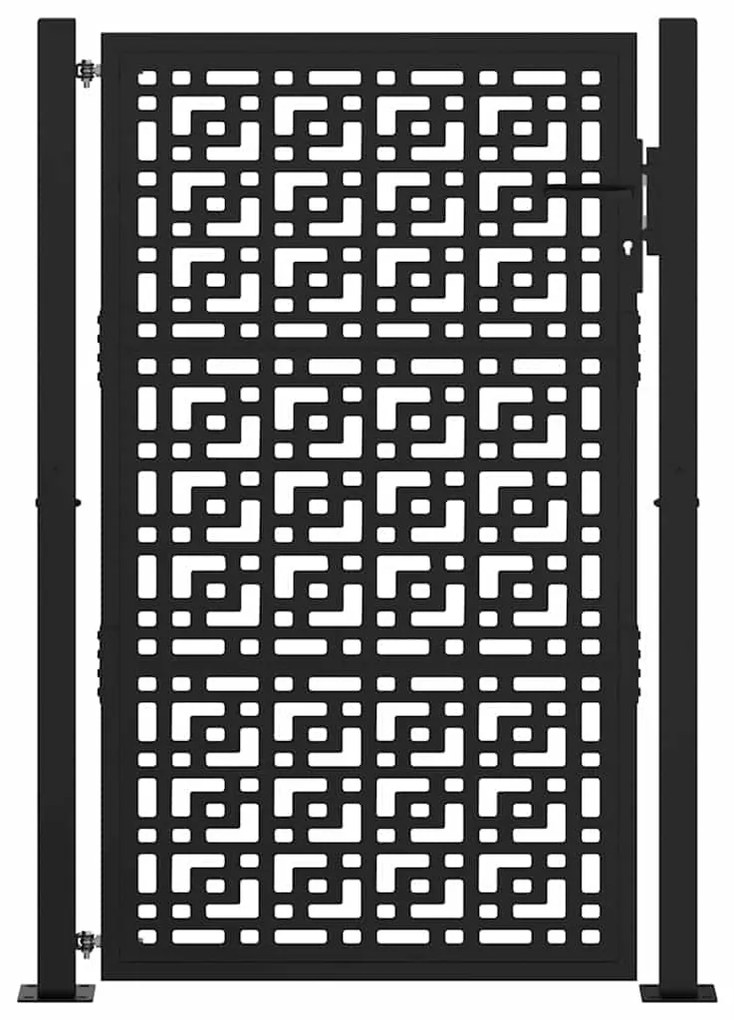vidaXL Πόρτα Κήπου Μαύρη 100x150 εκ. με Σταυρό από Ατσάλι