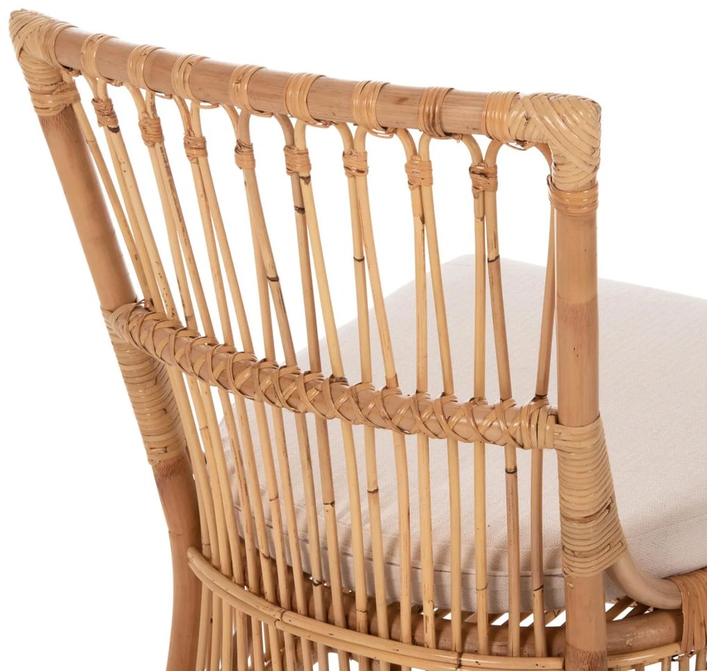 Καρέκλα THALIN Rattan σε Φυσικό και Μαξιλάρι Λευκό 53x58x91Υεκ. 53x58x91 εκ.