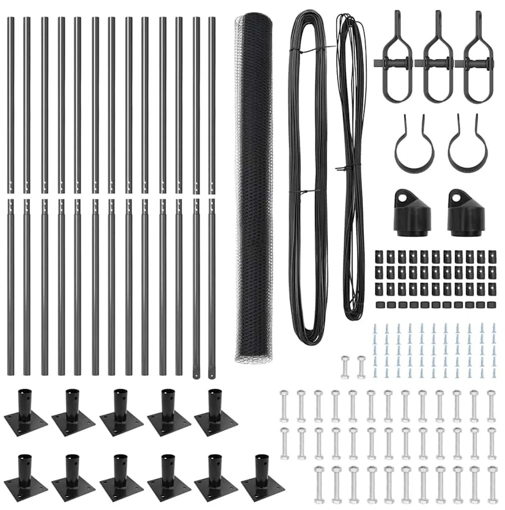 vidaXL Σετ Περίφραξης Γκρι 25 x 1.5 m (πλέγμα 13 mm)