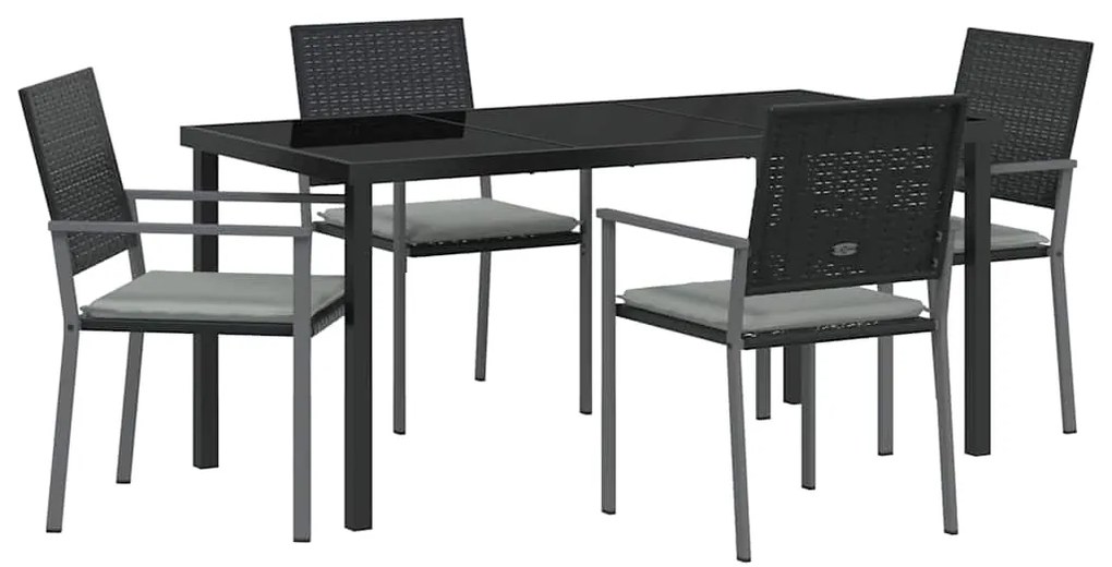 vidaXL Σέτ φαγητού για κήπο 5 pcs Μαύρο Πολυ ράταν