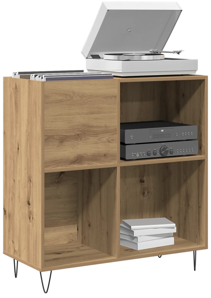 vidaXL Κιβώτιο Δίσκων Μαύρο Δρυς 84,5x38x89 εκ Κατασκευασμένο Ξύλο
