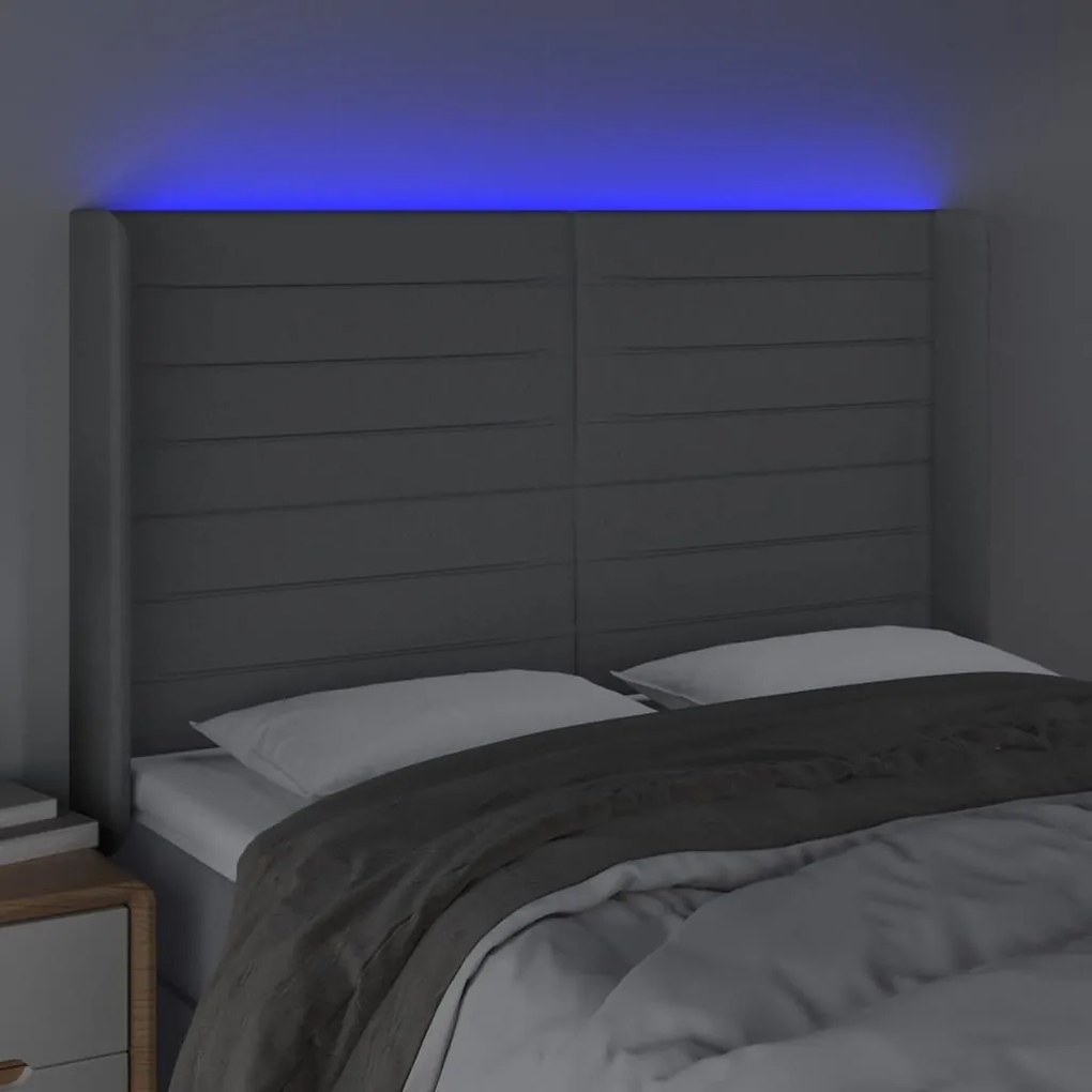 Κεφαλάρι Κρεβατιού LED Ανοιχτό Γκρι 147x16x118/128 εκ. - Γκρι