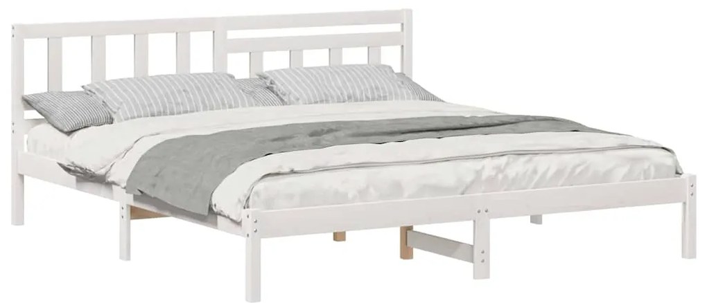vidaXL Σκελετός Κρεβατιού Λευκό 200 x 200 cm Μασίφ ξύλο πεύκου
