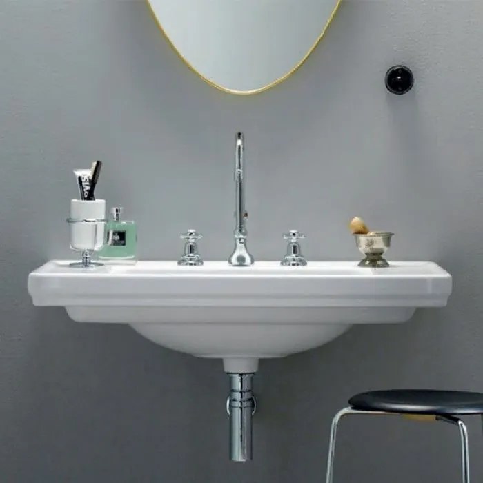 GSI Classic 8787 White Πορσελάνινος Extraglaze Νιπτήρας Μπάνιου Επίτοιχος Κρεμαστός 75x50 cm