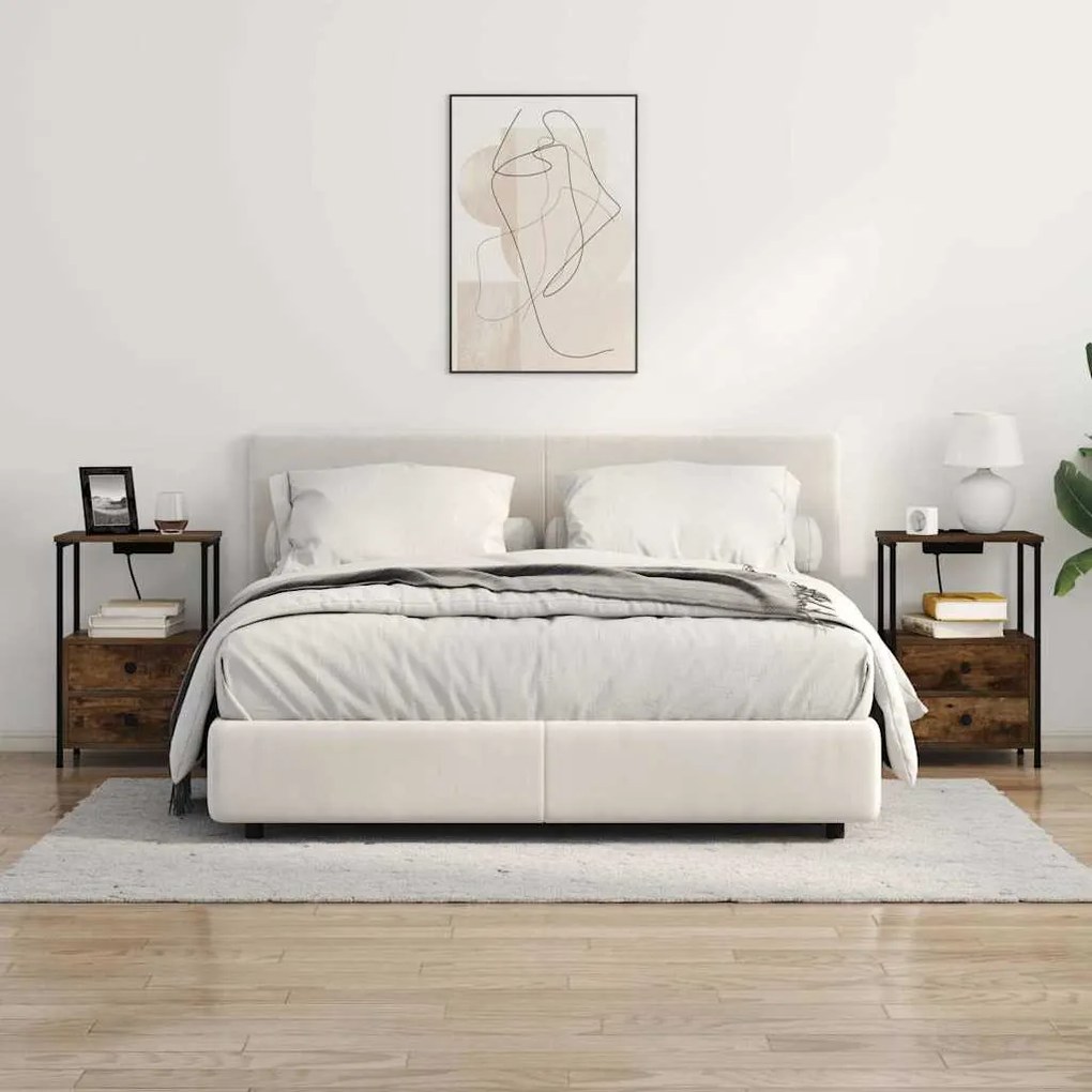 vidaXL Κομοδίνο με Σταθμό Φόρτισης με συρτάρι 2 pcs Καπνιστή δρυς