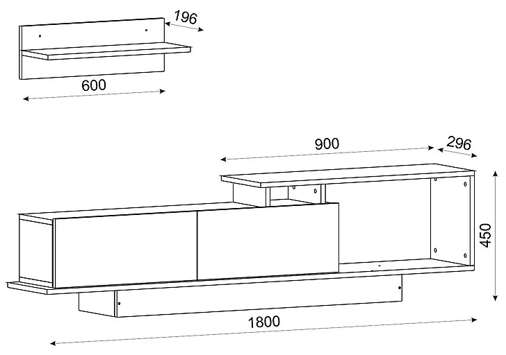 ΕΠΙΠΛΟ ΤΗΛΕΟΡΑΣΗΣ NOVARA MEGAPAP ΧΡΩΜΑ ΛΕΥΚΟ - ΚΑΡΥΔΙ 180X29,6X45ΕΚ.