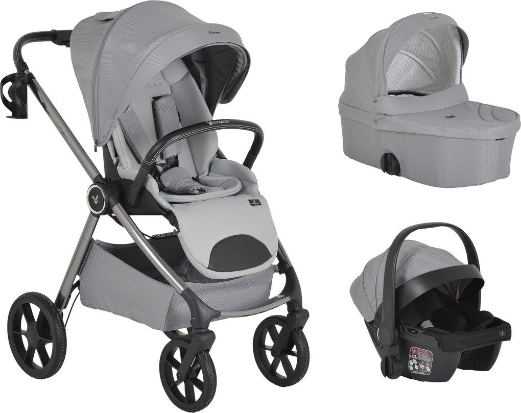 Baby stroller 3 in 1 Unique Silver cloud