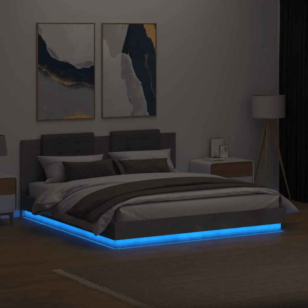 vidaXL Πλαίσιο Κρεβατιού με Κεφαλάρι και LED 160 x 200 εκ.