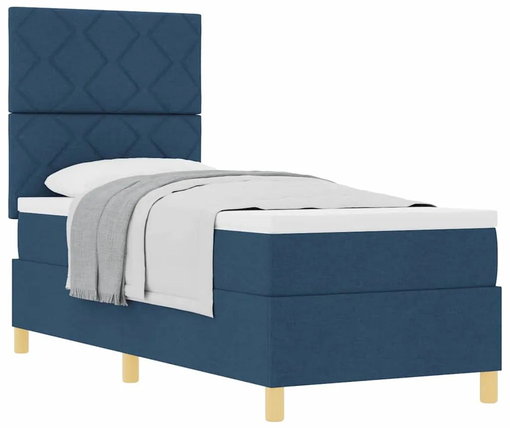 vidaXL Κρεβάτι με ελατήρια με στρώμα Μπλε 80 x 200 cm ύφασμα