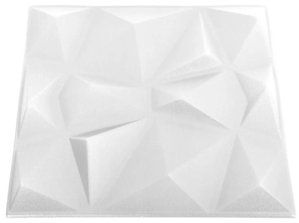 vidaXL Πάνελ Τοίχου 3D 24 τεμ. Λευκό Διαμαντιού 50 x 50 εκ. 6 μ²