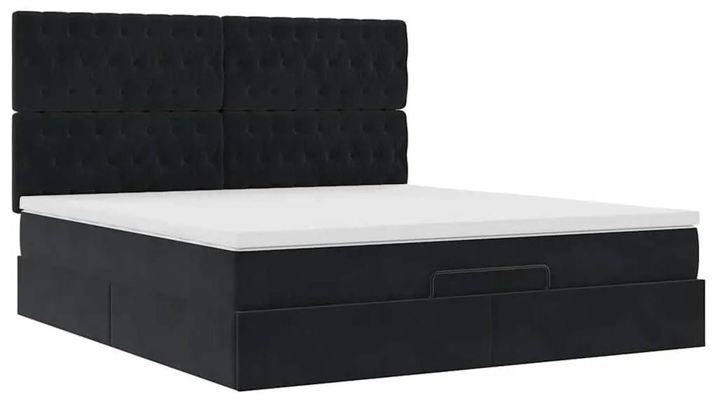 vidaXL Οθωμανικό κρεβάτι με στρώματα Μαύρο 160x200cm Velvet