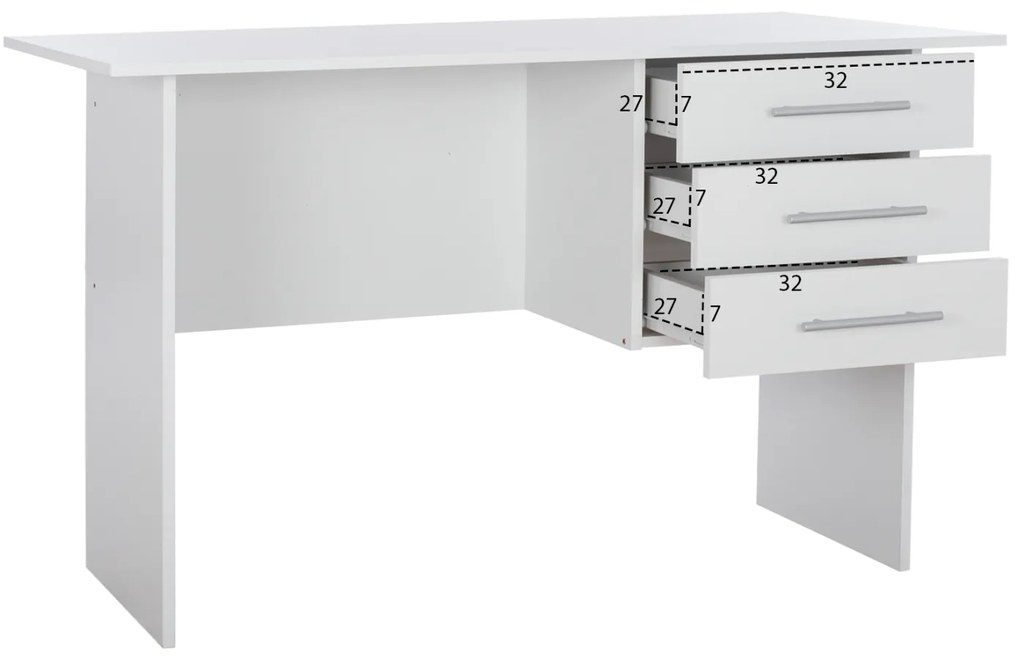 Γραφείο Μελαμίνης Ensley Με 3 Συρτάρια Λευκό 120x60x76 Εκ.