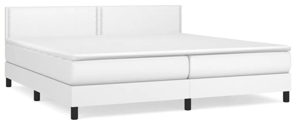 vidaXL Κρεβάτι Boxspring με Στρώμα Λευκό 200x200 εκ. Συνθετικό Δέρμα