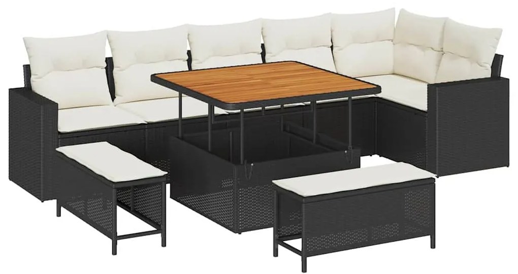 vidaXL Σετ Καναπέ Κήπου 9 pcs Μαύρο συνθετικό ρατάν