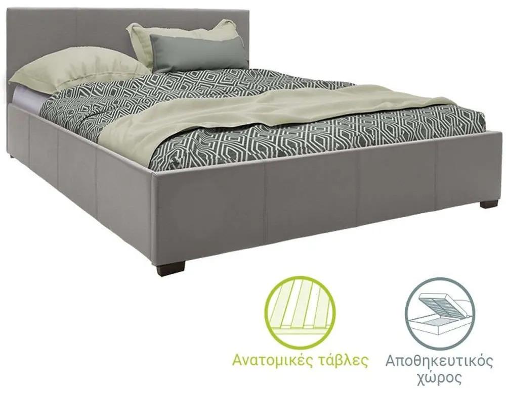 Κρεβάτι Norse 006-000039 167x211x86 Με Αποθηκευτικό Χώρο Για Στρώμα 160x200 Grey Διπλό