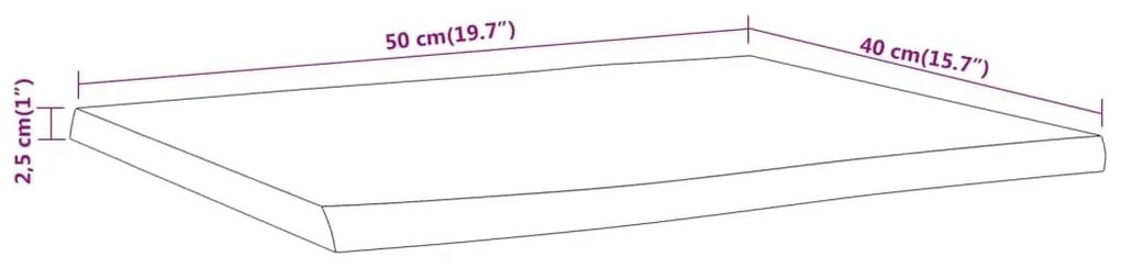 Επιφάνεια Τραπεζιού Ορθογώνια 50x40x2,5 εκ. Μασίφ Ξύλο Ακακίας - Καφέ