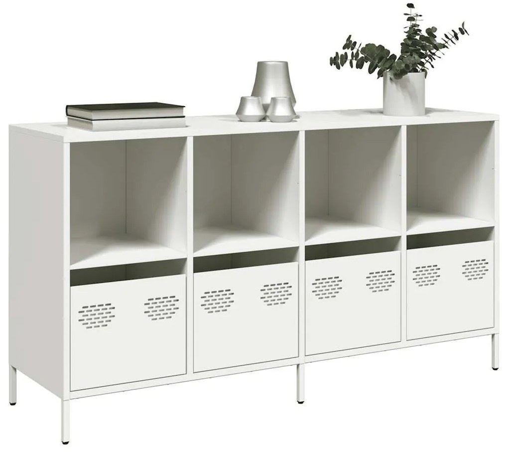 Sideboard Λευκό 135x39x73,5 cm Ατσάλι ψυχρής έλασης - Λευκό