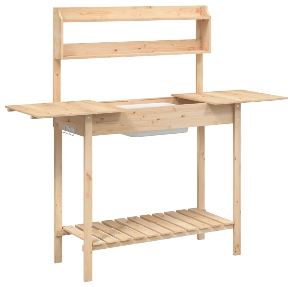 vidaXL Τραπέζι για Γλάστρες+Νεροχύτης 147,5x44x139,5 εκ Μασίφ Ελάτη
