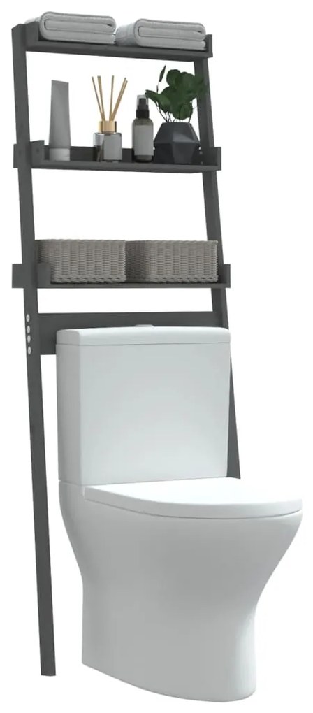 vidaXL Ραφιέρα Για Τουαλέτα Γκρι 63,5x32x179 εκ. Μασίφ Ξύλο Πεύκου