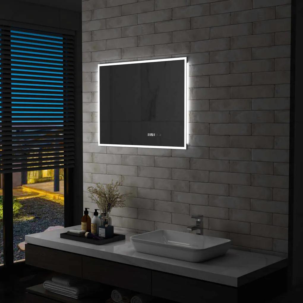 Καθρέφτης Μπάνιου με LED/Αισθητήρα Αφής και Οθόνη Ώρας 80x60εκ.