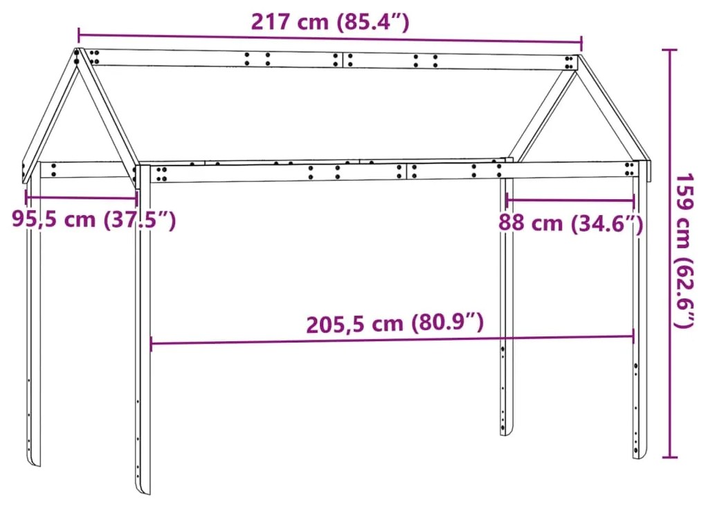 ΟΡΟΦΗ ΚΡΕΒΑΤΙΟΥ ΠΑΙΔΙΚΗ ΛΕΥΚΟ 217X95,5X159ΕΚ. ΜΑΣΙΦ ΞΥΛΟ ΠΕΥΚΟΥ 846959