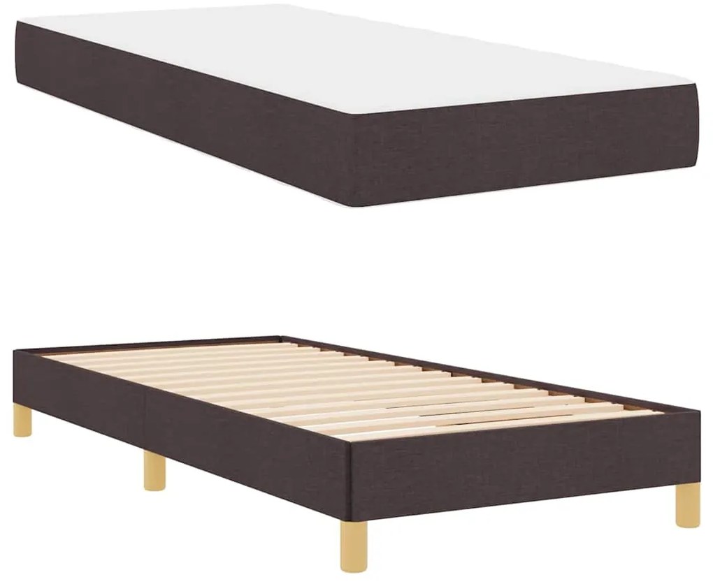 vidaXL Κρεβάτι με ελατήρια με στρώμα Σκούρο Καφέ 80 x 200 cm ύφασμα