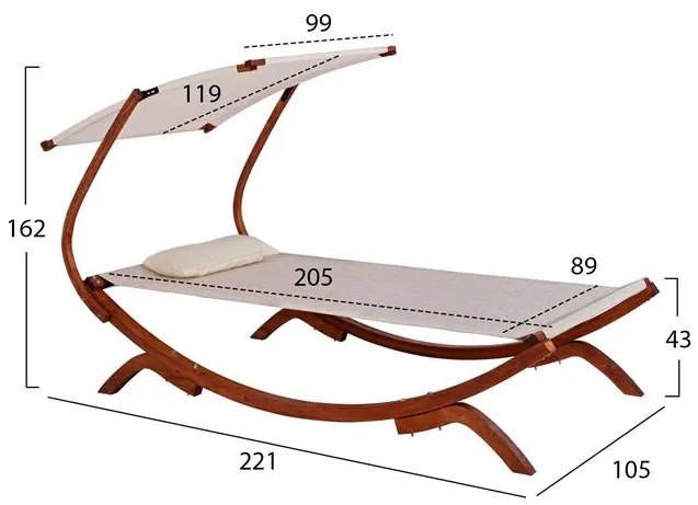 ΞΑΠΛΩΣΤΡΑ ΠΑΡΑΛΙΑΣ ΞΥΛΙΝΗ ΚΑΡΥΔΙ-ΜΠΕΖ ΜΕ ΣΚΙΑΣΤΡΟ COLBY HM5671.02 105X221X162Υ εκ.