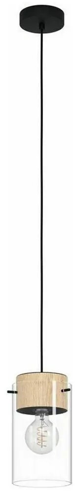 Φωτιστικό Οροφής 43545 Madreselva 1/E27 Wood Black-Clear Eglo Metal,Wood