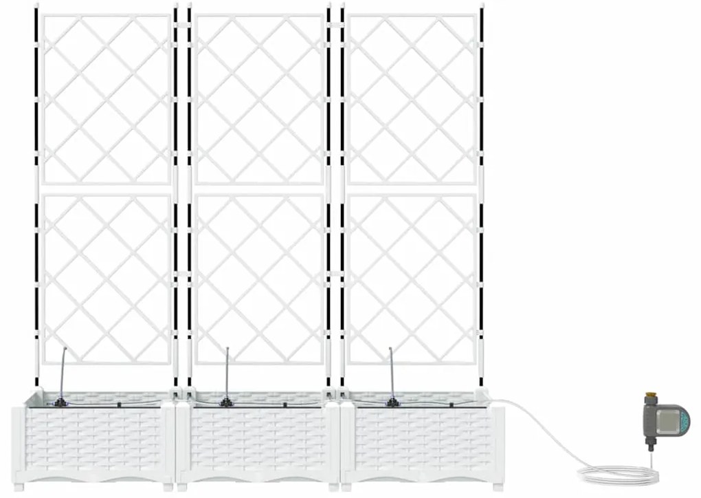 vidaXL Γλάστρα Κήπου 3 pcs Λευκό Ατσάλι