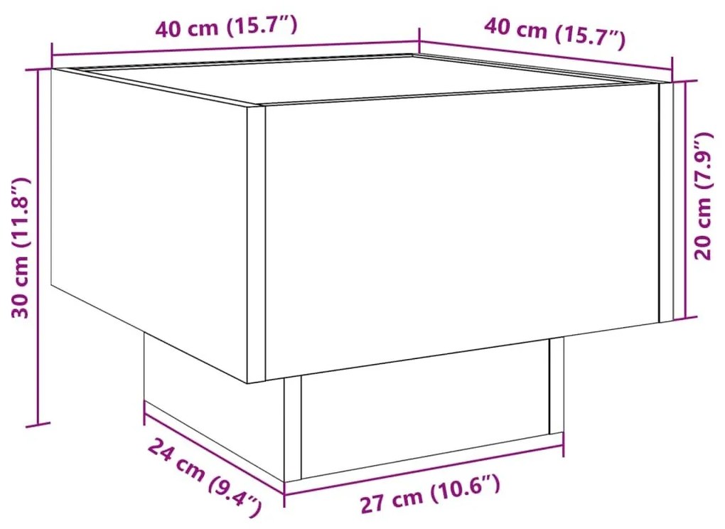 Κομοδίνο Άπειρο Φως LED Καφέ Δρυς 40x40x30 εκ. - Καφέ