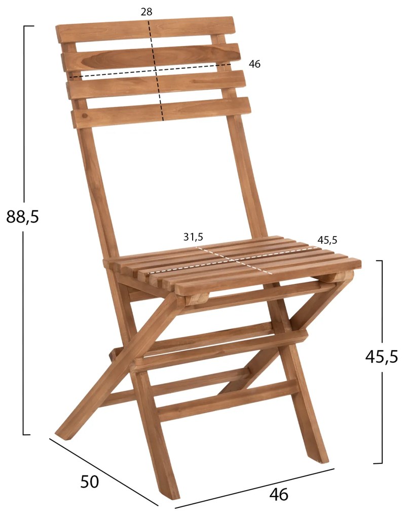 ΣΕΤ 3ΤΜΧ ΕΞΩΤ.ΧΩΡΟΥ ΠΤΥΣΣΟΜΕΝΟ KENDYR HM9907 ΜΑΣΙΦ TEAK ΞΥΛΟ-ΦΥΣΙΚΟ 46x50x88,5Υ - 9996572 - HM9907