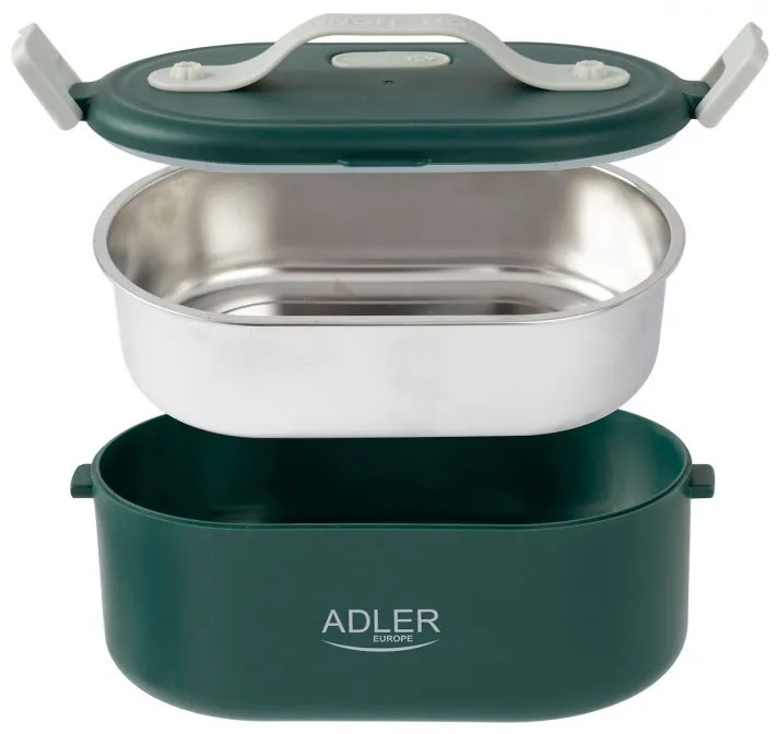Ηλεκτρικό κουτί φαγητού Adler AD 4522, 45W, 0.8 l, Μέχρι 70C, Δοχείο από ανοξείδωτο ατσάλι, Θερμοσακούλα, Πράσινο