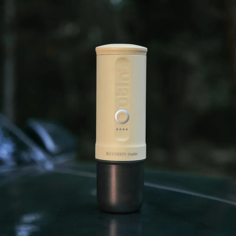 Φορητή μηχανή espresso BUYDEEM Outin Nano OTEM-01, 7500 mAh, 20 bar, 50 ml, 12/24V, φόρτιση USB και Type-C, έδαφος + κάψουλες, κίτρινο