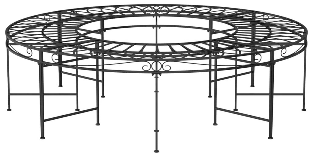 vidaXL Παγκάκι Δέντρου Κυκλικό Μαύρο Ø160 εκ. Ατσάλινο