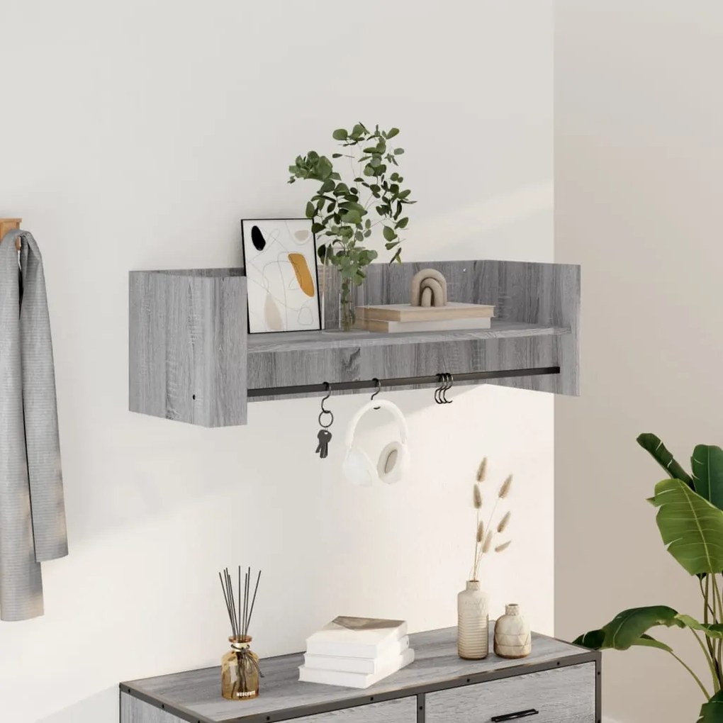 vidaXL Ραφιέρα Τοίχου Γκρι Sonoma 100x35x30,5 εκ. Επεξεργασμένο Ξύλο