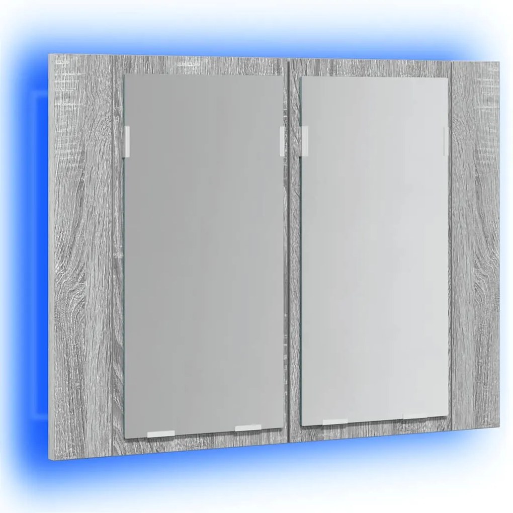 vidaXL Έπιπλο Καθρέφτη με LED Γκρι Sonoma 60x12x45 εκ. Επεξ. Ξύλο