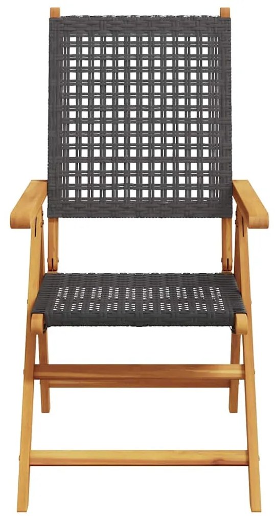 vidaXL Σετ Τραπεζαρίας Κήπου 7 τεμ. Μαύρο από Συνθ. Ρατάν/Μασίφ Ξύλο