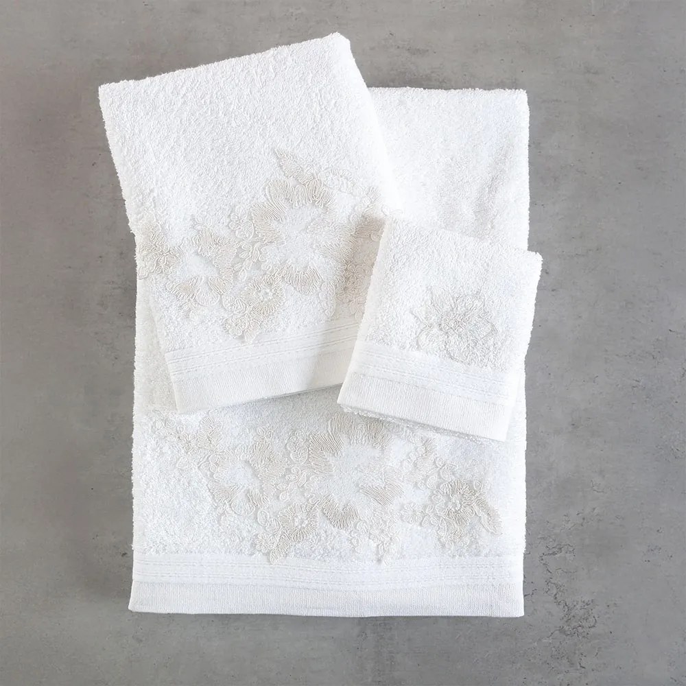 Πετσέτες Electra (Σετ 3τμχ) White Ρυθμός Towels Set 80x150cm 100% Πενιέ Βαμβάκι