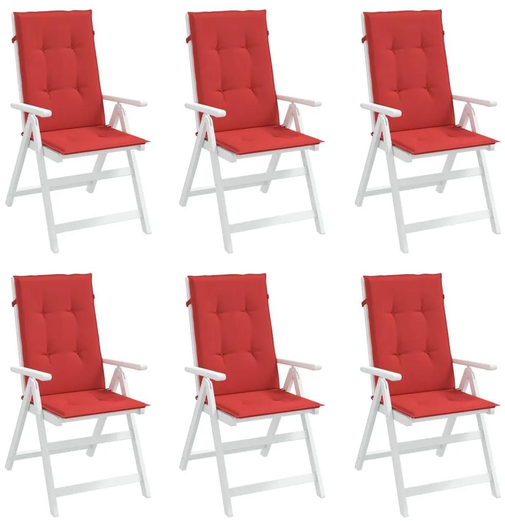 Μαξιλάρια Καρέκλας Κήπου με Πλάτη 6 τεμ. Κόκκινα 120x50x3 εκ. - Κόκκινο