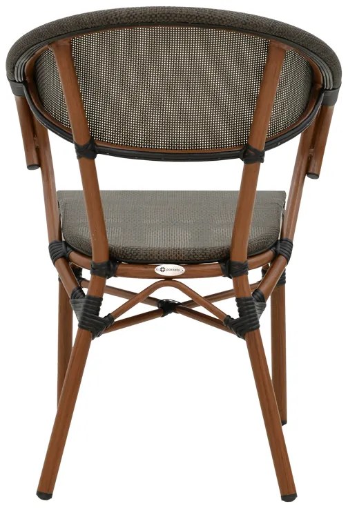 Πολυθρόνα Isaia pakoworld καρυδί αλουμίνιο-textilene μαύρο 57x57x83εκ