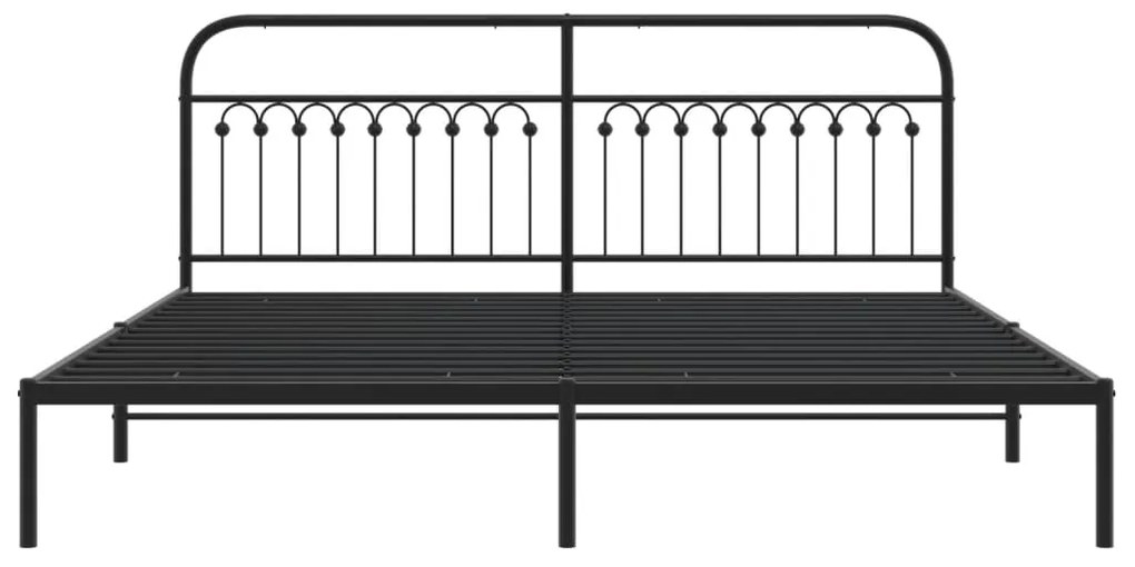 Πλαίσιο Κρεβατιού με Κεφαλάρι Μαύρο 193 x 203 εκ. Μεταλλικό - Μαύρο