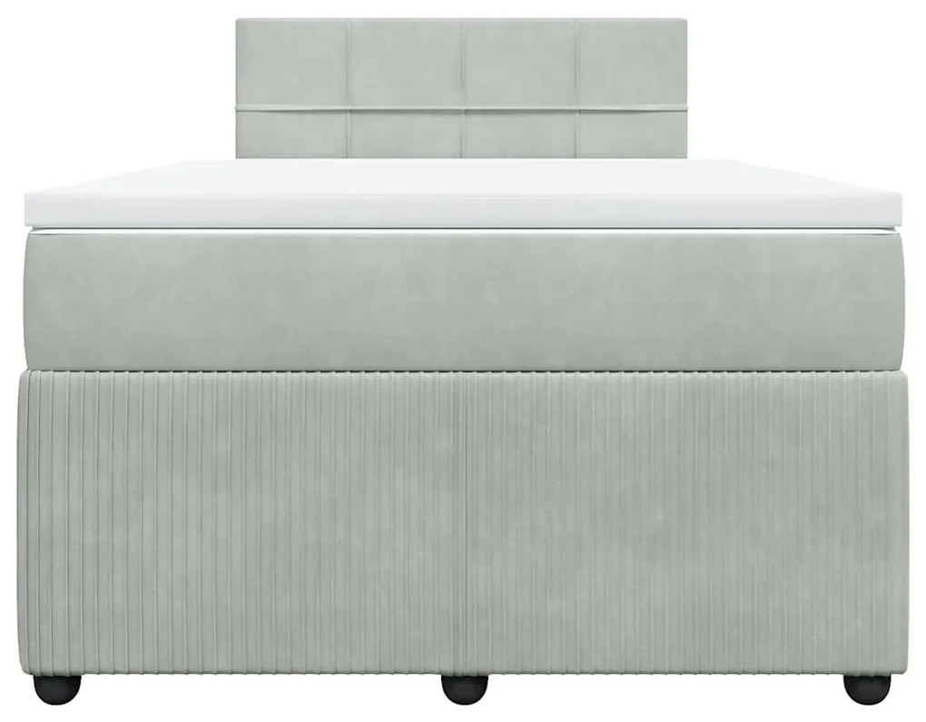 vidaXL Κρεβάτι Boxspring με Στρώμα Ανοιχτό Γκρι 120x200 εκ. Βελούδινο