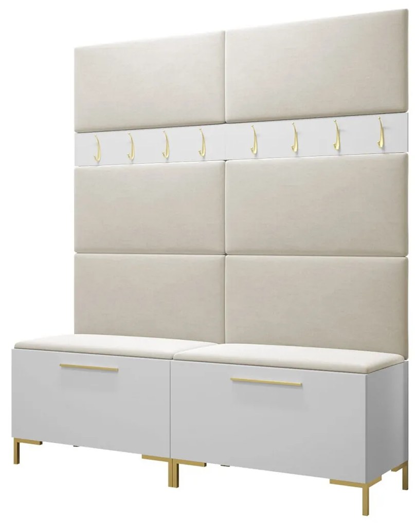 Σετ διαδρόμου Hartford F101, 196x168x46cm, 32 kg, Άσπρο, Ταπισερί, Πλαστικοποιημένη μοριοσανίδα, Εντοιχισμένη, Τοίχου | Epipla1.gr