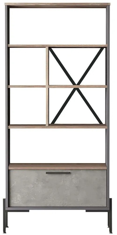 Βιβλιοθήκη 956LCS1417 75,5x44,5x160,8cm Multi-Grey